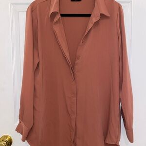 Women's Rust/Salmon Button-Up Blouse